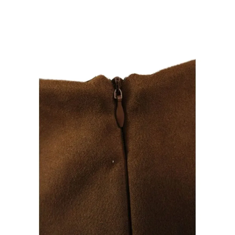 Spanner Womsns Faux Suede High Rise Slim Leg Pants Cognac Brown Size Large